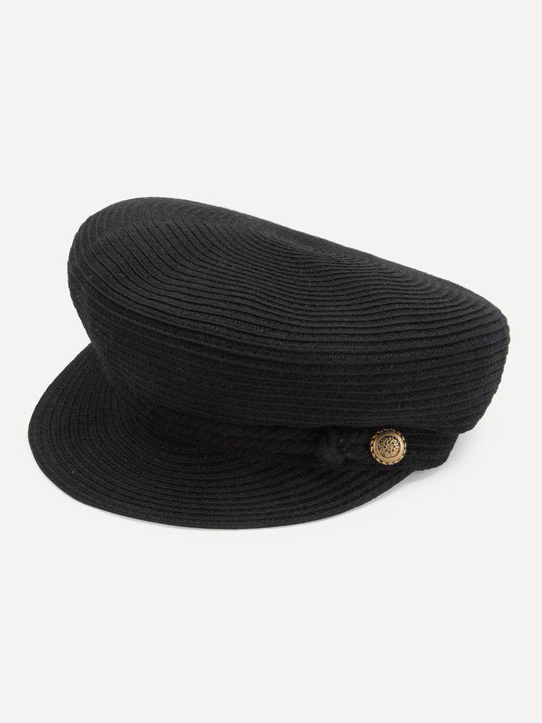 Button Detail Rib Bakerboy Cap-accessories-Des Mess