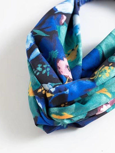 Watercolor Flower Print Twist Headband-hair-Des Mess