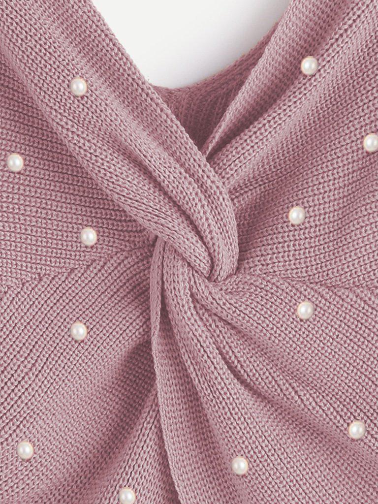 Pearl Beading Twist Infinity Sweater-outerwear-Des Mess