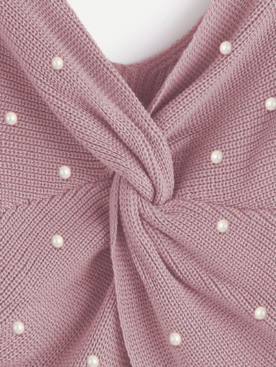 Pearl Beading Twist Infinity Sweater-outerwear-Des Mess
