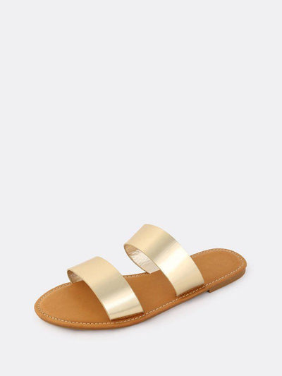 Metallic Duo Strap Sandals GOLD-shoes-Des Mess