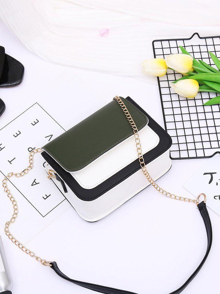 Color Block Flap Chain Bag-accessories-Des Mess