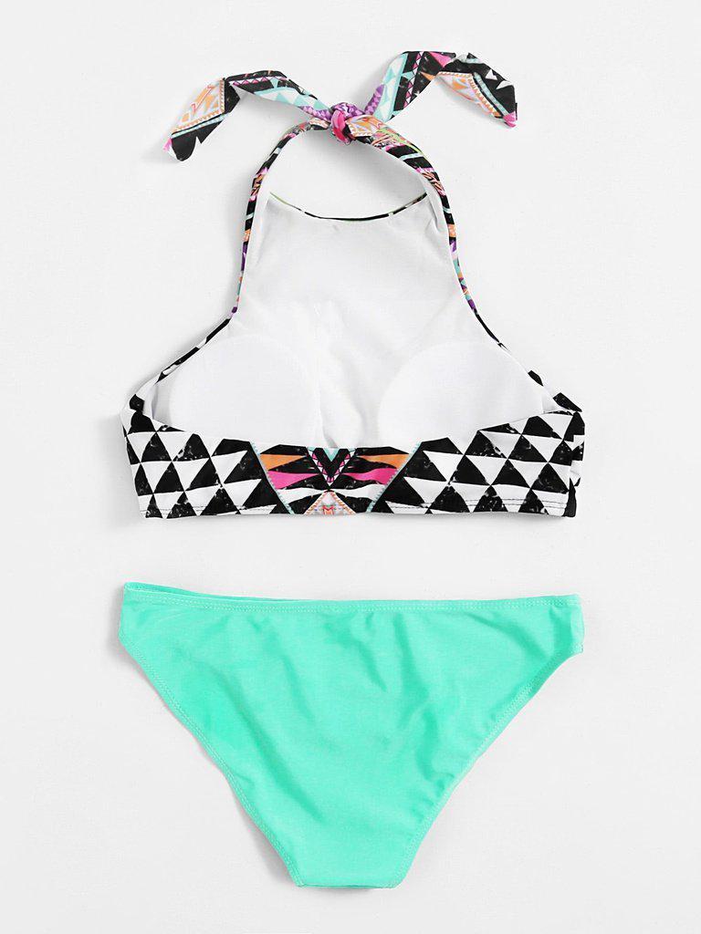 Geometric Print Halter Mix & Match Bikini Set--Des Mess