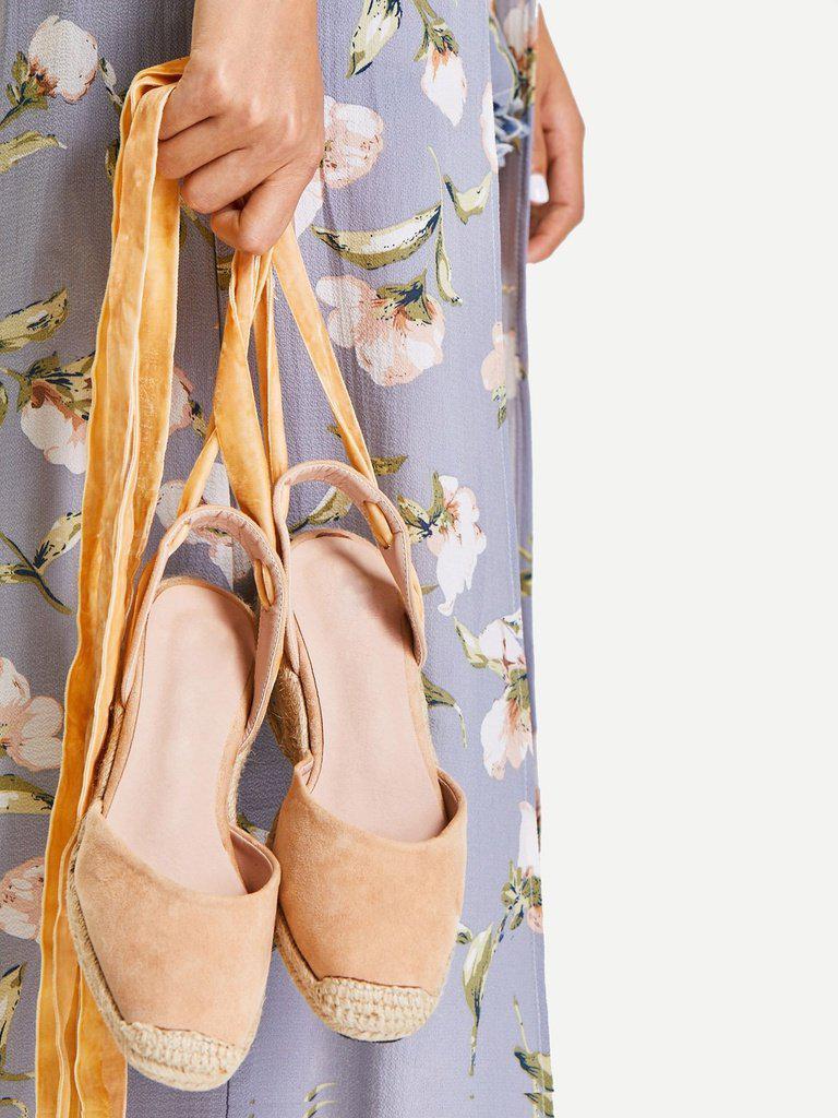Tie Leg Velvet Cap Toe Wedges-shoes-Des Mess