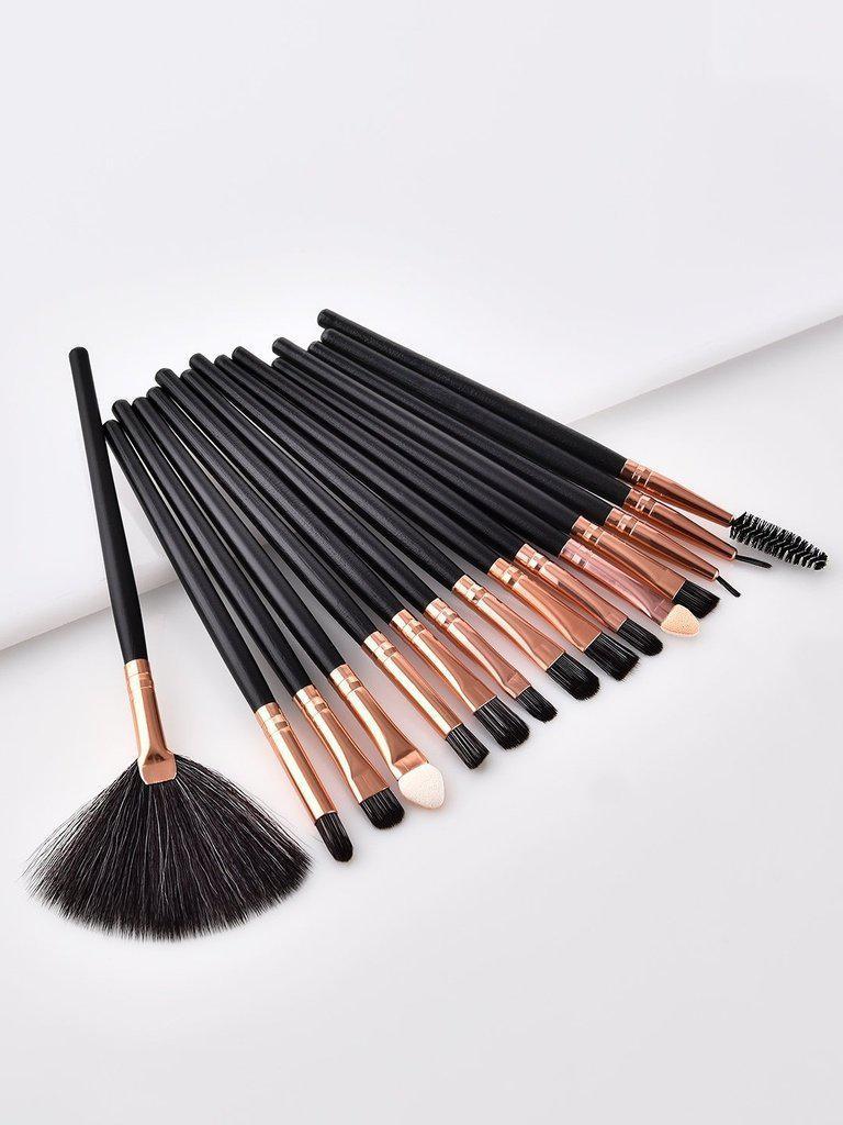 Fan Shaped Makeup Brush 15pcs-makeup-Des Mess