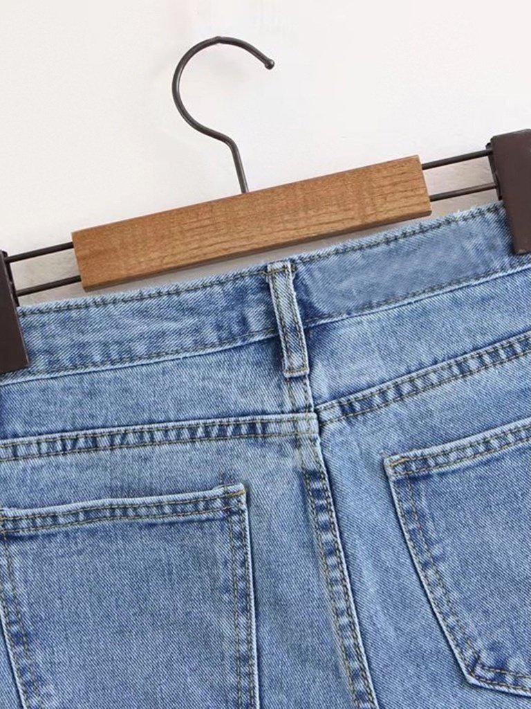 Rolled Hem Denim Shorts-bottom-Des Mess