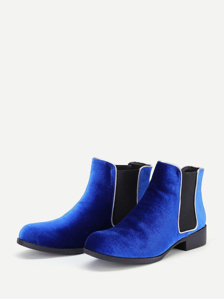 Round Toe Velvet Chelsea Boots-shoes-Des Mess