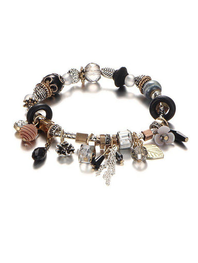 Leaf & Crystal Design Charm Bracelet-jewelry-Des Mess
