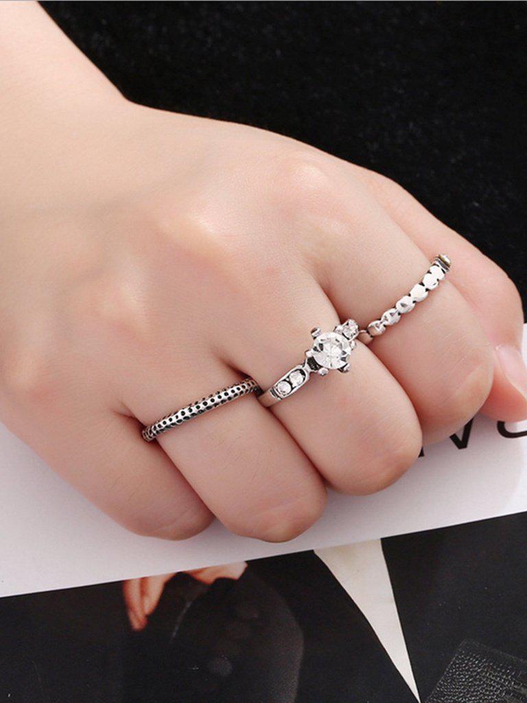Rhinestone Ring Set 3pcs-jewelry-Des Mess