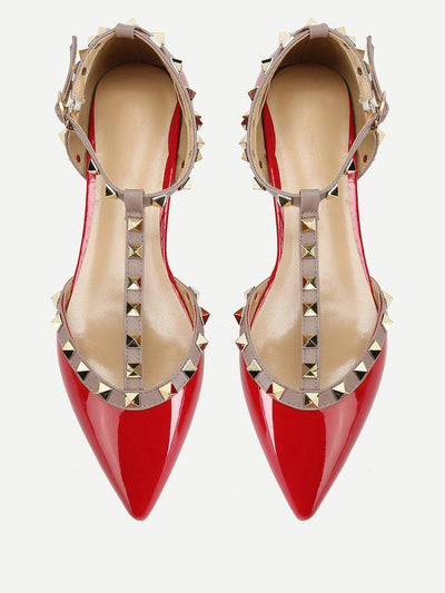 T-strap Studded Ballet Flats-shoes-Des Mess