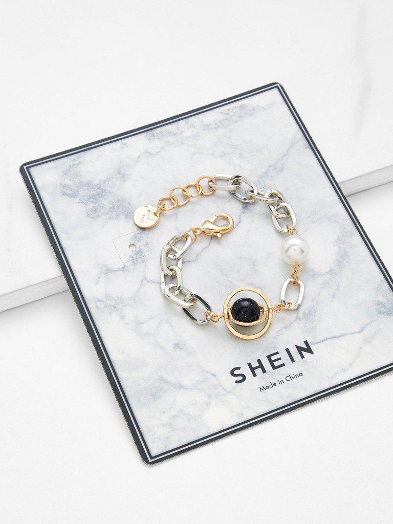 Faux Pearl Chain Bracelet--Des Mess