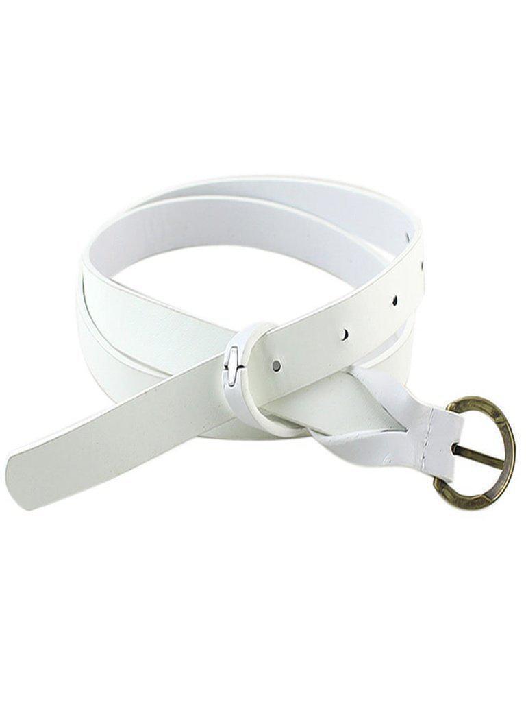 White Long Thin PU Leather Waist Belt-accessories-Des Mess