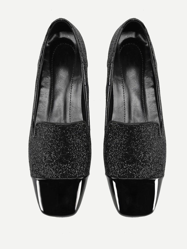 Square Toe Glitter Loafers-shoes-Des Mess