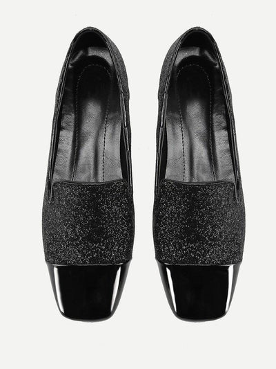 Square Toe Glitter Loafers-shoes-Des Mess