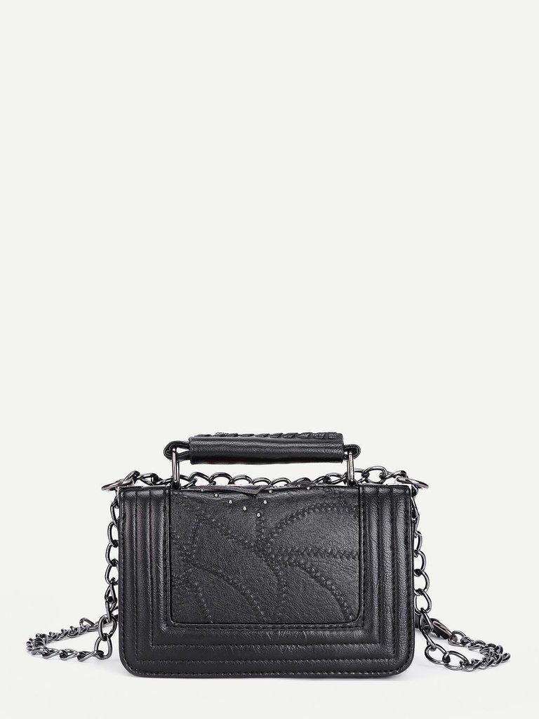 Patch Decorated Chain Crossbody Bag-accessories-Des Mess