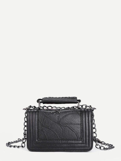 Patch Decorated Chain Crossbody Bag-accessories-Des Mess