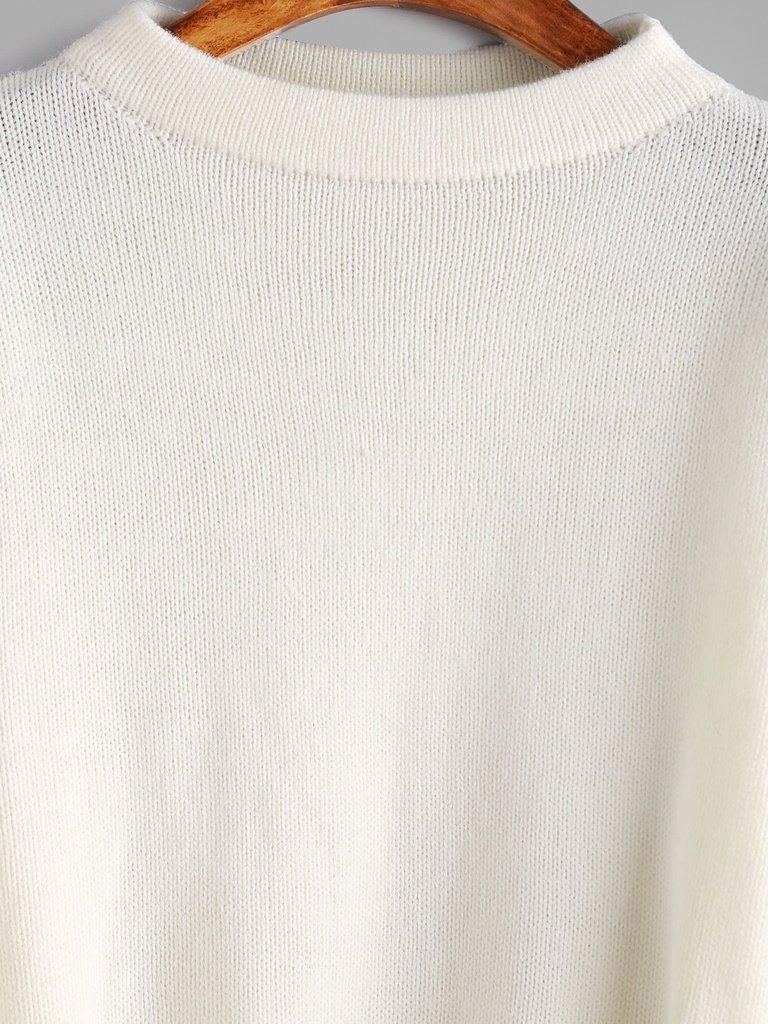 White Layered Ruffle Sleeve Pullover Sweater-outerwear-Des Mess
