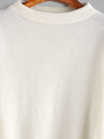 White Layered Ruffle Sleeve Pullover Sweater-outerwear-Des Mess