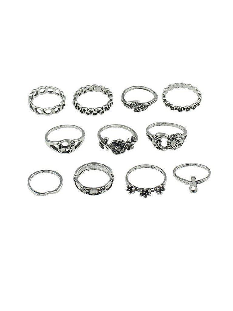 11Pcs/Set Flower Leaf Sun Jewelry Ring-jewelry-Des Mess
