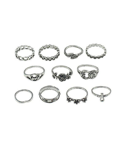 11Pcs/Set Flower Leaf Sun Jewelry Ring-jewelry-Des Mess