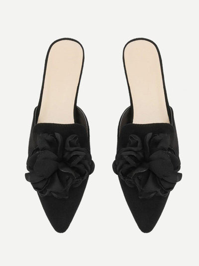 Flower Applique Flat Mules-shoes-Des Mess