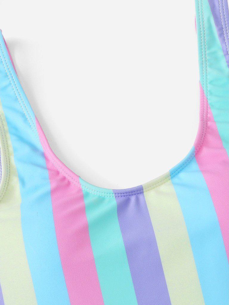 Striped Print Scoop Neck Swimsuit-swimwear-Des Mess