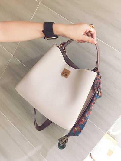 PU Shoulder Bag With Scarf Tassel-accessories-Des Mess