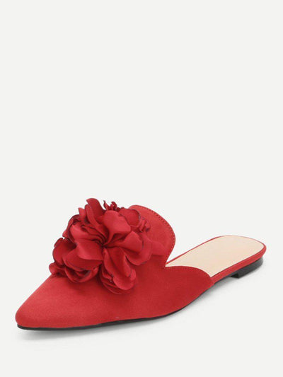 Flower Applique Flat Mules-shoes-Des Mess
