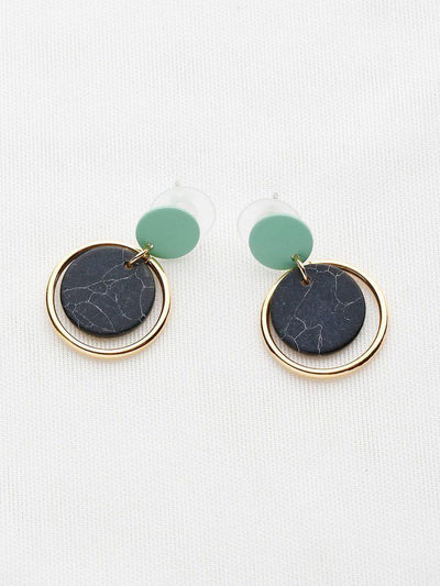 Marble Effect Hoop Drop Earrings-jewelry-Des Mess