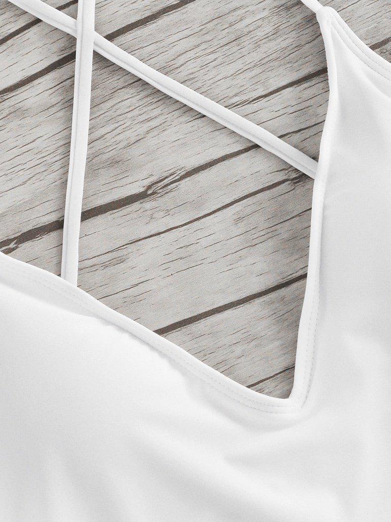 Criss Cross Ruched Detail Swimsuit-swimwear-Des Mess