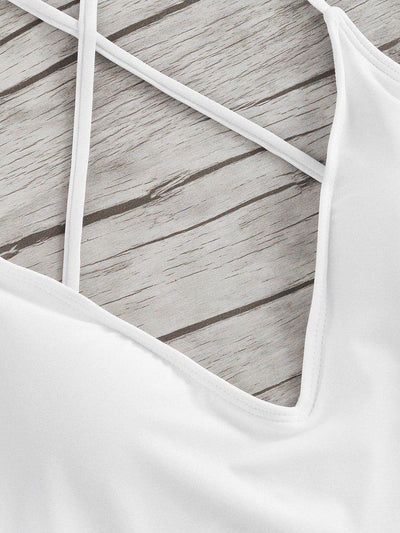 Criss Cross Ruched Detail Swimsuit-swimwear-Des Mess