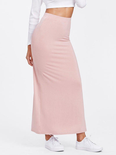 Elastic Waist Longline Jersey Skirt-bottom-Des Mess