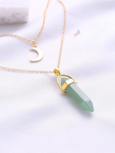 Green Pendant Double Layered Necklace-jewelry-Des Mess