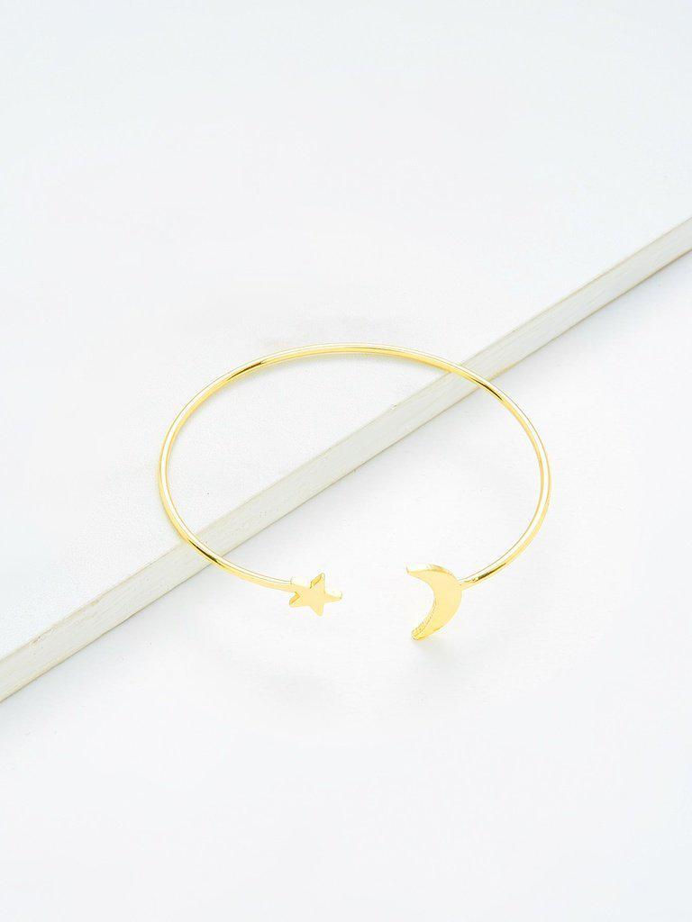 Moon & Star Design Cuff Bracelet-jewelry-Des Mess
