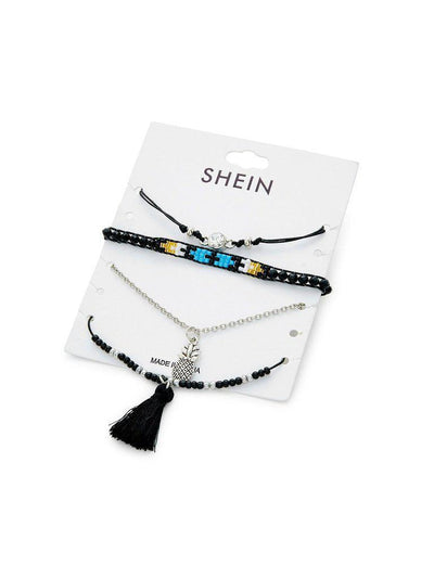 Pineapple & Tassel Charm Bracelet Set--Des Mess