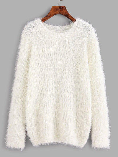 Fuzzy Chunky Knit Sweater-outerwear-Des Mess
