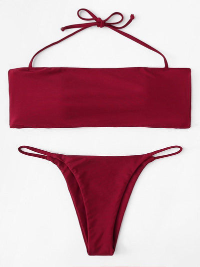 Halter Bandeau Bikini Set-swimwear-Des Mess