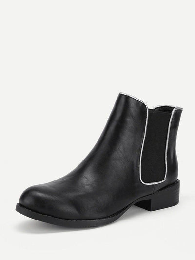 Round Toe PU Chelsea Boots-shoes-Des Mess