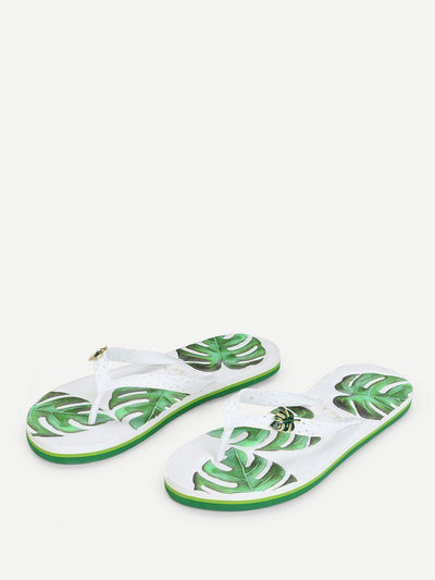 Leaf Decorated Flip Flops-shoes-Des Mess