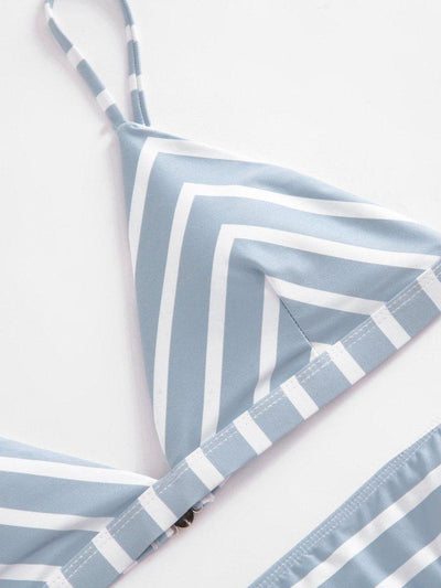 Striped Triangle Bikini Set-swimwear-Des Mess