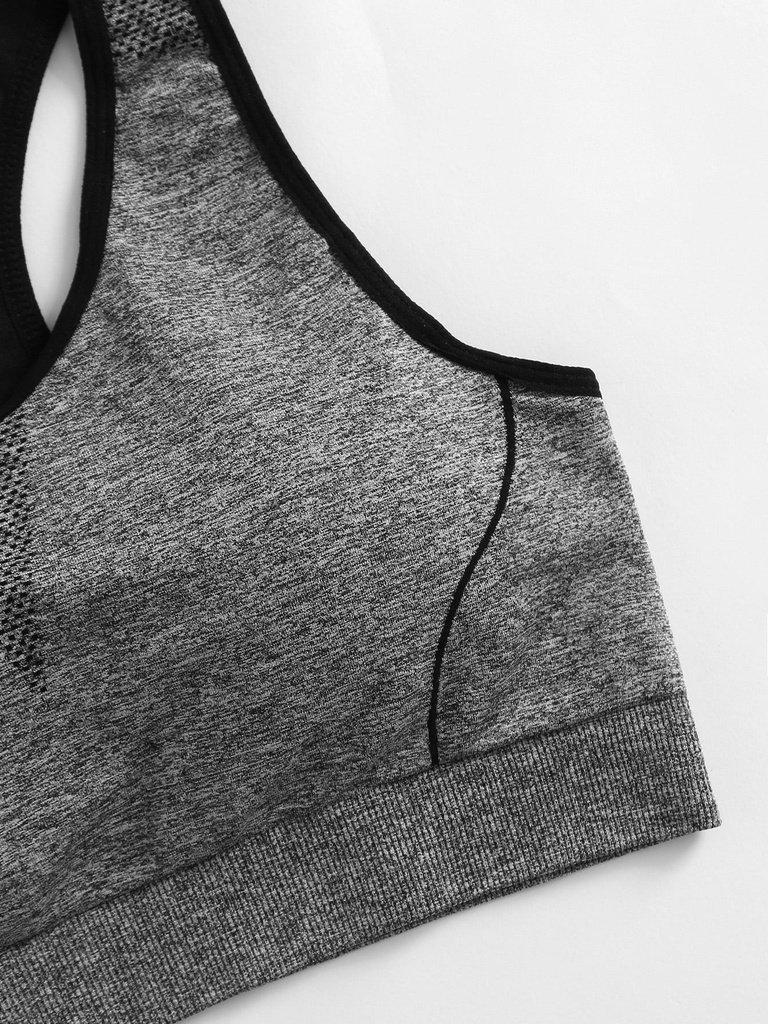 Striped Detail Racerback Sports Bra-sportswear-Des Mess
