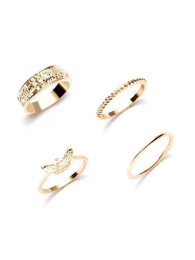 Gold Plated Embellished Ring Set-jewelry-Des Mess