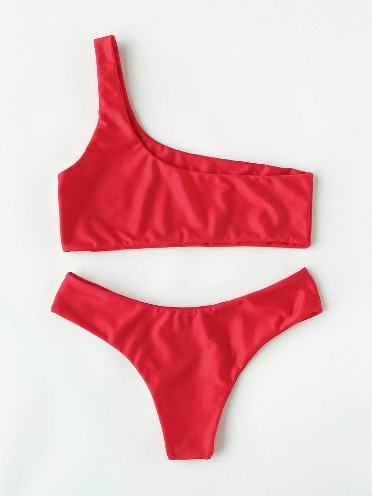 One Shoulder Beach Bikini Set-swimwear-Des Mess