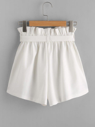 Frill Waist Self Tie Shorts-bottom-Des Mess