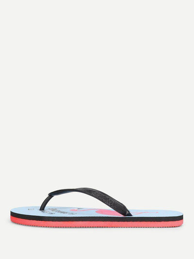 Flamingo Print Flip Flops-shoes-Des Mess