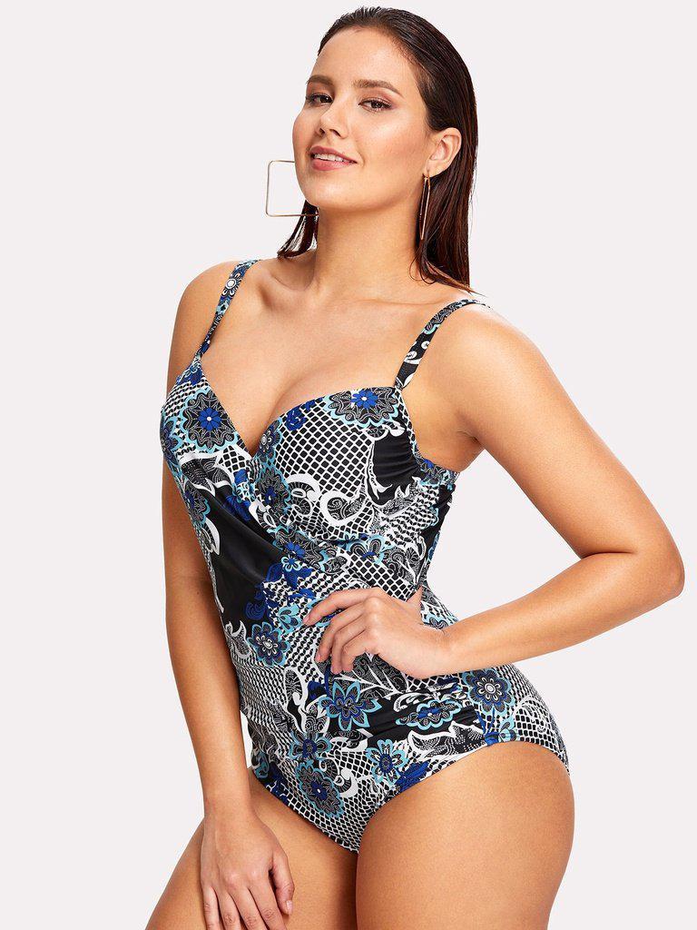 Flower Print Swimsuit-swimwear-Des Mess