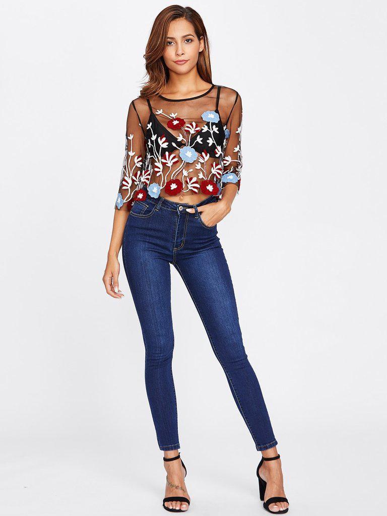 Dark Wash Skinny Jeans-bottom-Des Mess