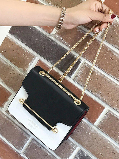 Piping Detail Two Tone Chain Bag-accessories-Des Mess