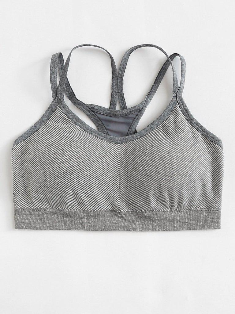 Striped Strappy Sports Bra-sportswear-Des Mess