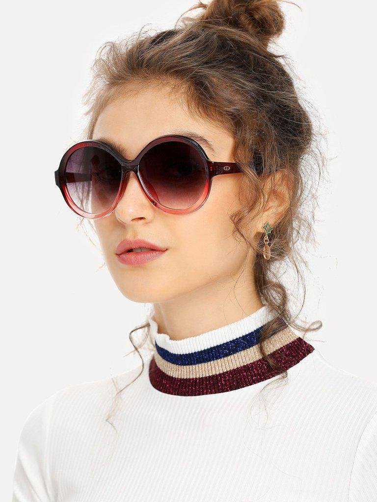 Two Tone Frame Round Lens Sunglasses-accessories-Des Mess
